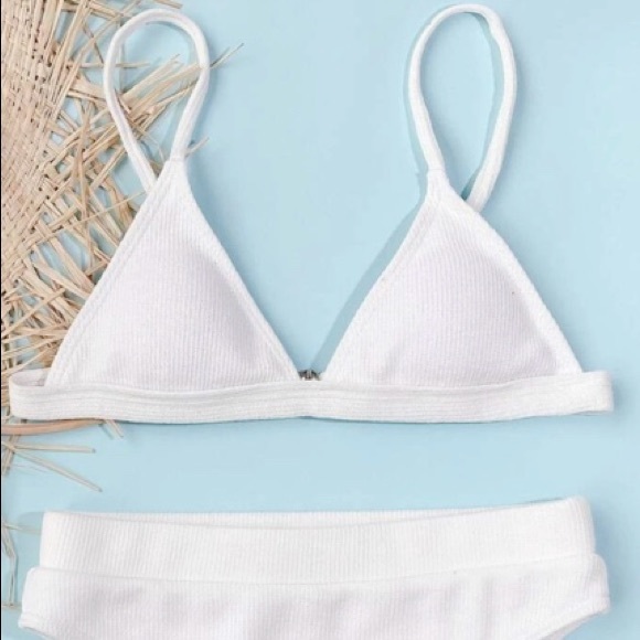 Rib Triangle High Waisted Bikini Swimsuit - Picture 2 of 3